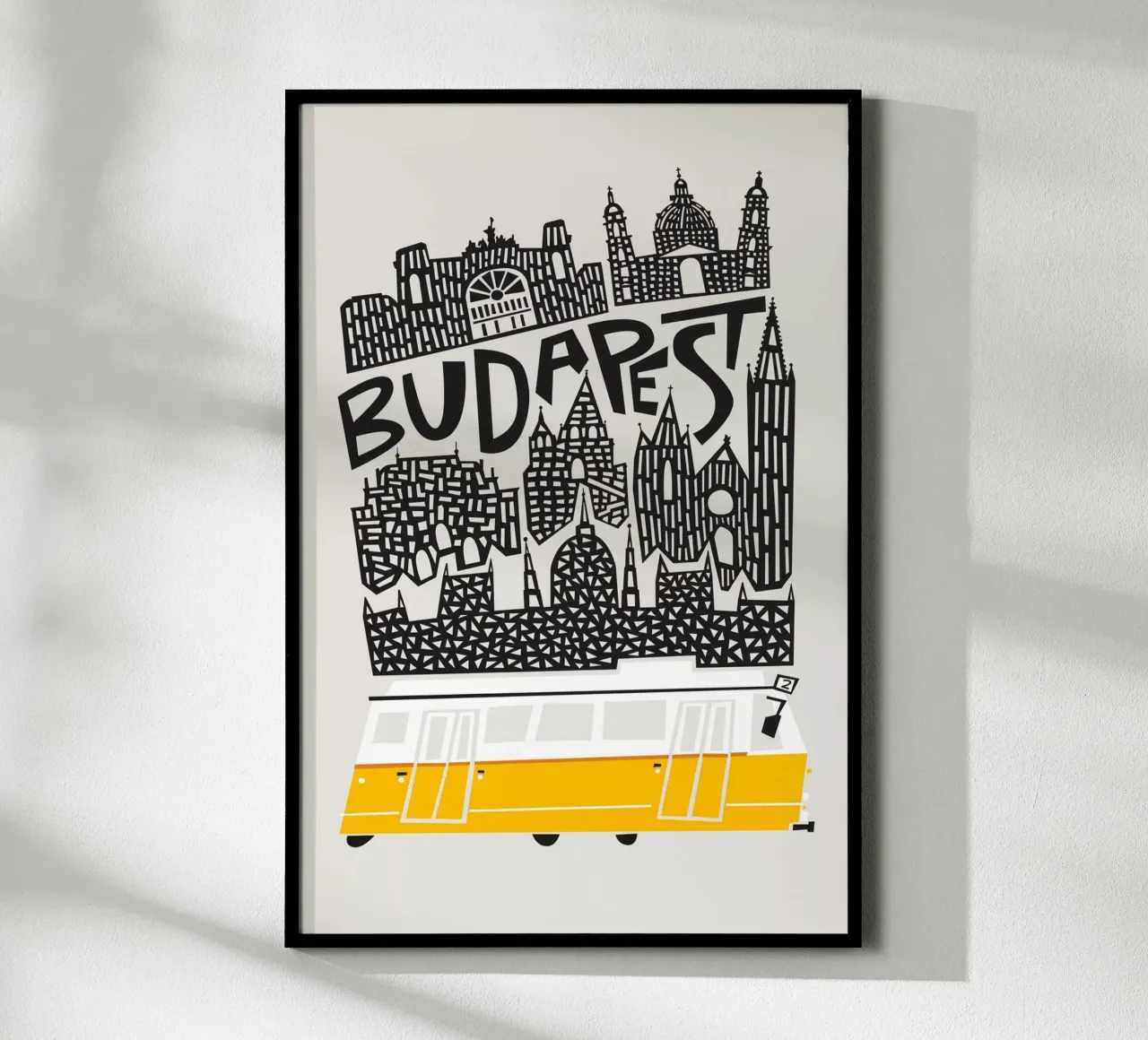 Paesaggio urbano di Budapest poster con telaio in alluminio da Fox & Velvet
