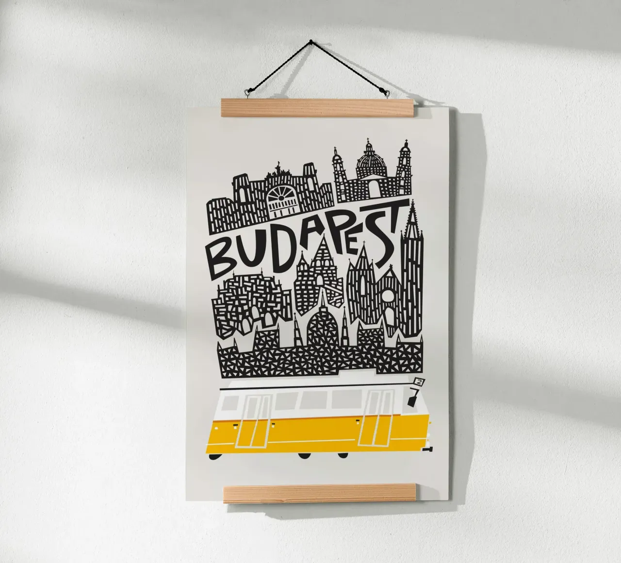 Paesaggio urbano di Budapest poster con telaio in alluminio da Fox & Velvet