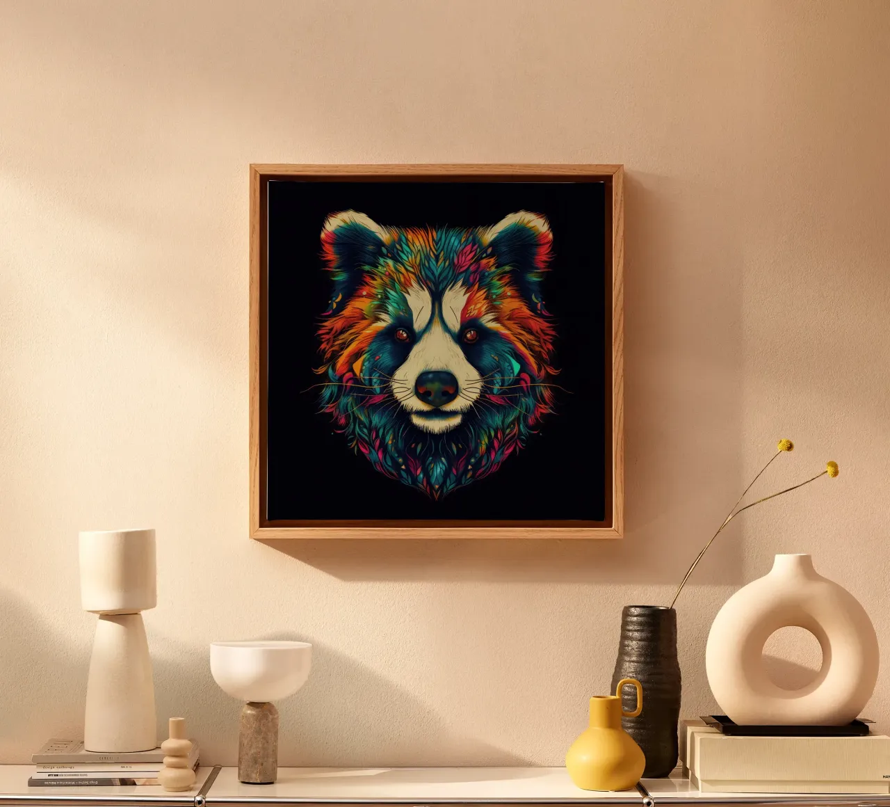Tatoo Panda tela con Cornice a cassetta da Animal Portraits