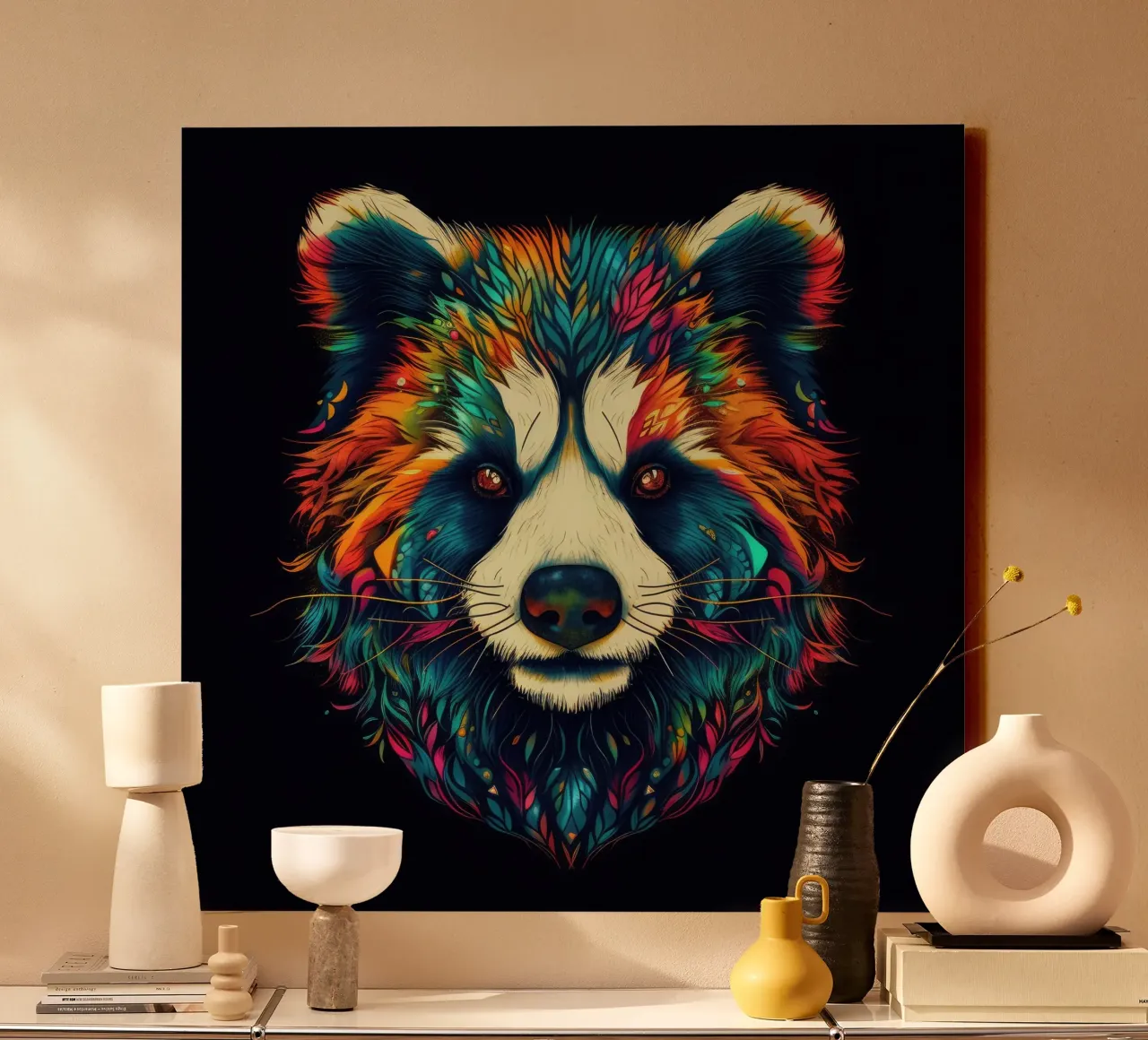 Tatoo Panda tela con Cornice a cassetta da Animal Portraits