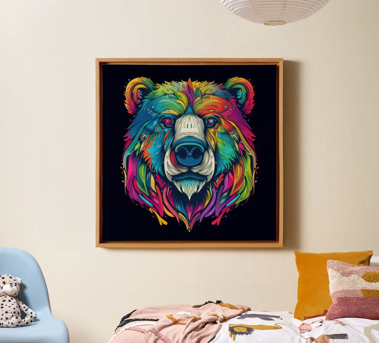 Orso polare tatoo tela con Cornice a cassetta da Animal Portraits