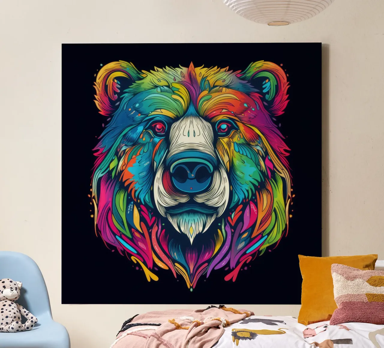 Orso polare tatoo tela con Cornice a cassetta da Animal Portraits