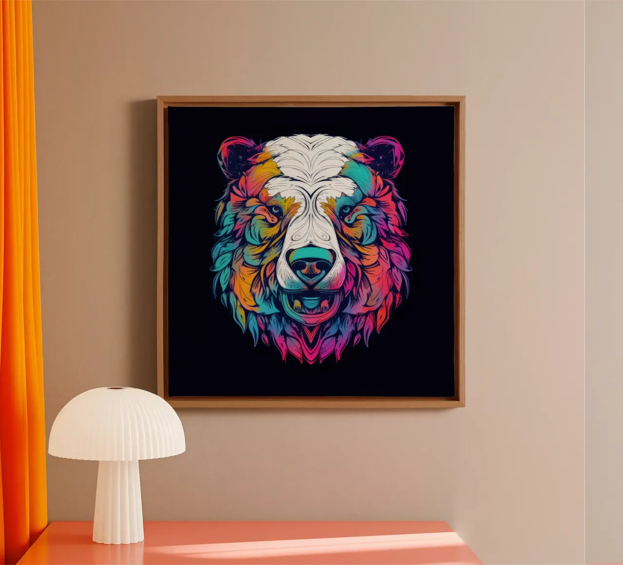 Orso polare tatoo tela con Cornice a cassetta da Animal Portraits