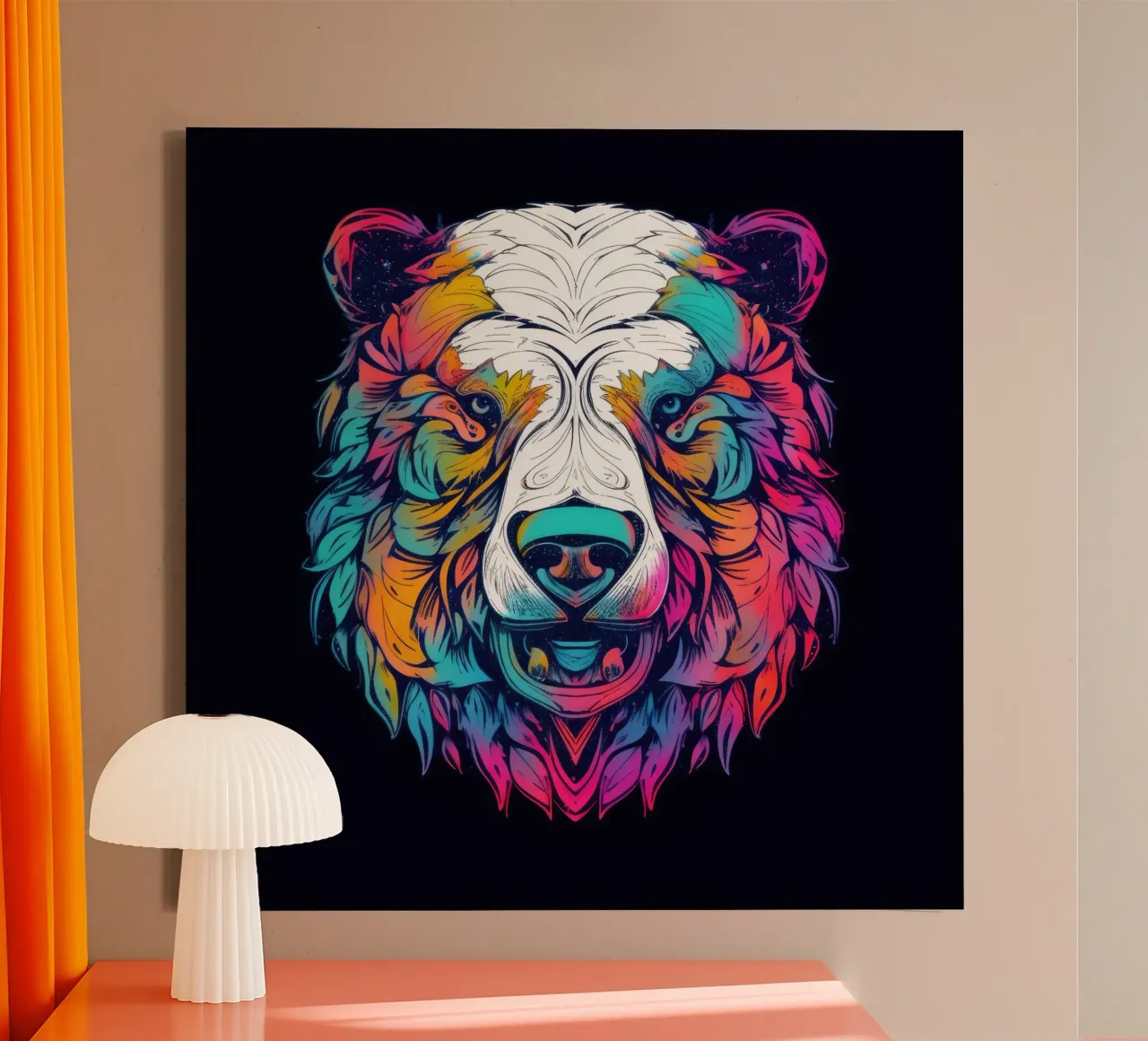 Orso polare tatoo tela con Cornice a cassetta da Animal Portraits