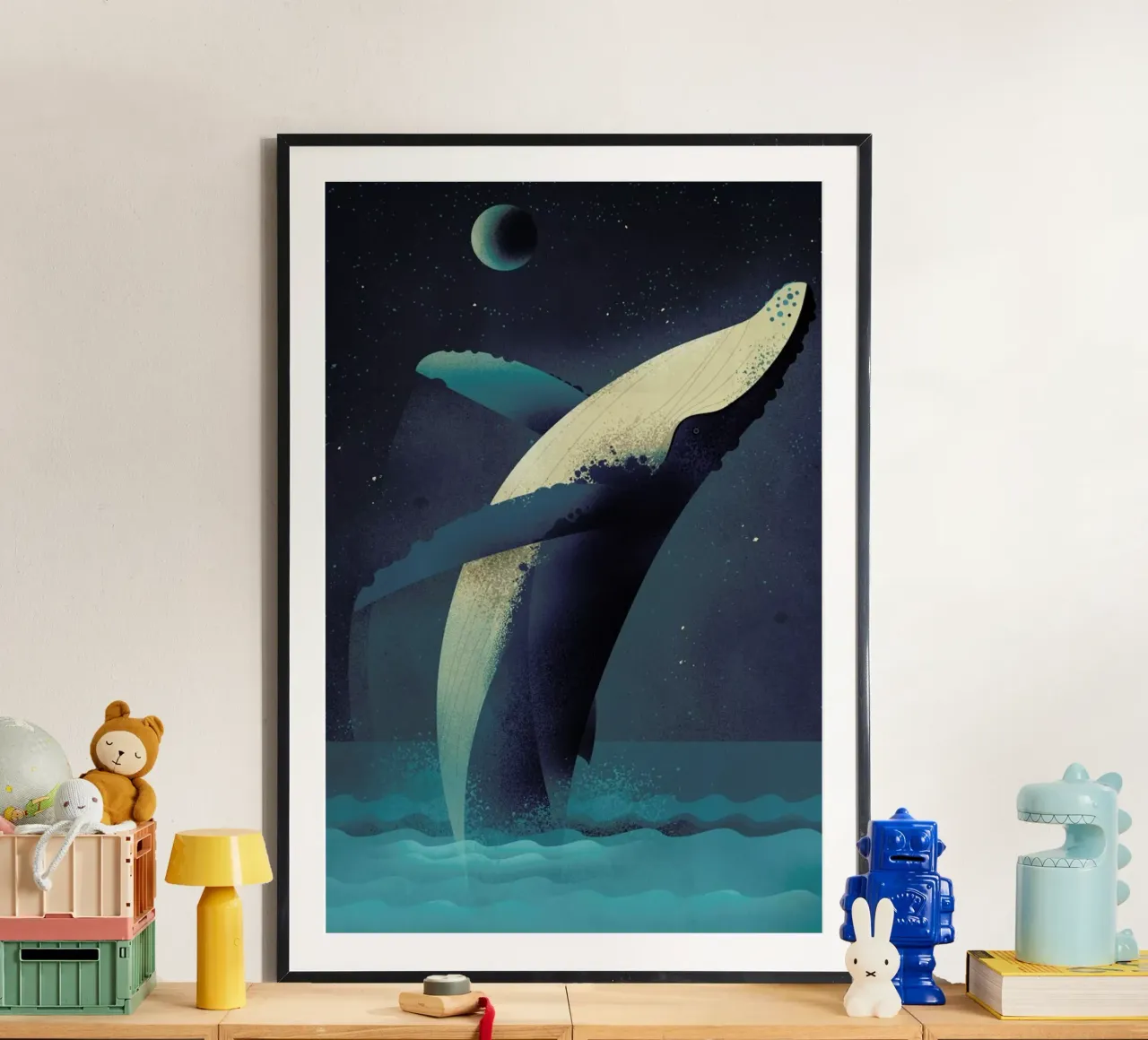 Humpback Whale poster con telaio in alluminio da Dieter Braun
