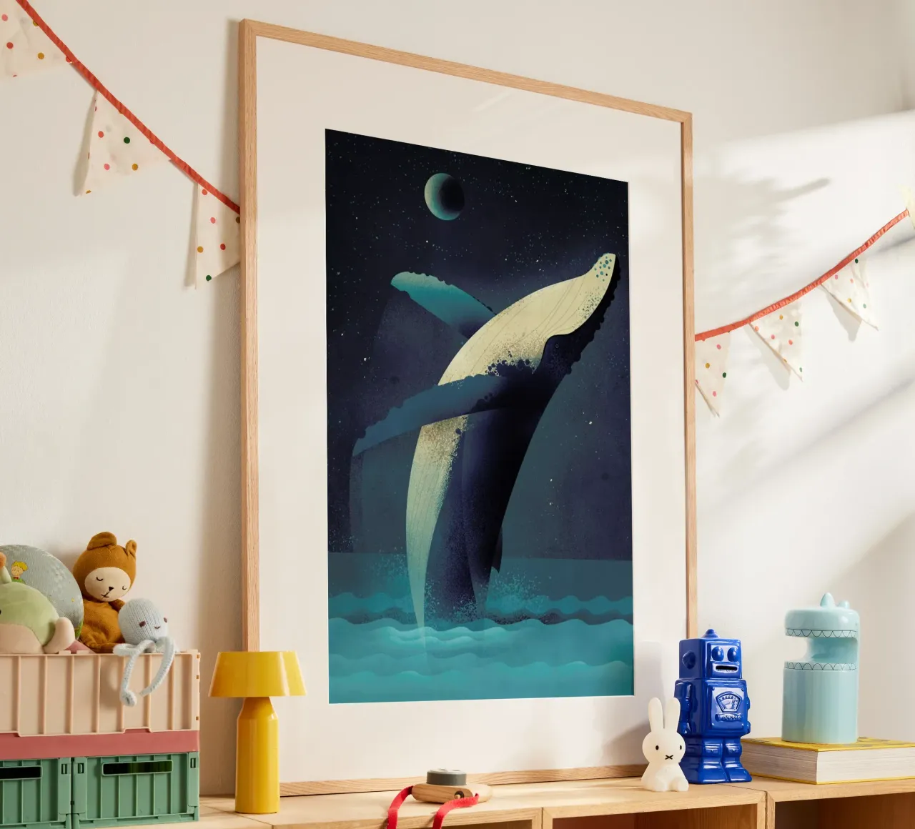 Humpback Whale poster con telaio in alluminio da Dieter Braun