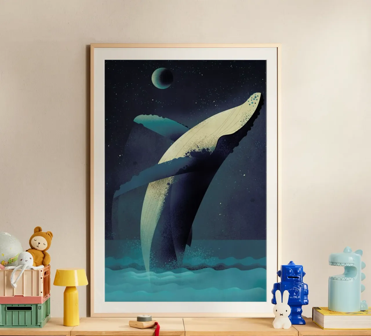 Humpback Whale poster con telaio in alluminio da Dieter Braun