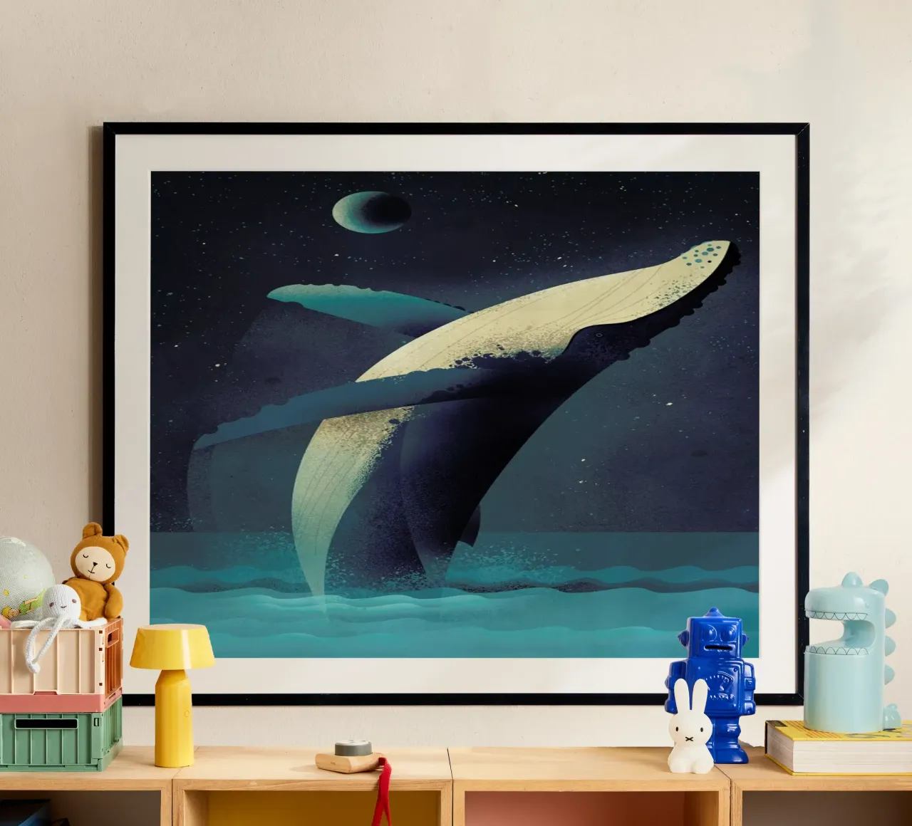 Humpback Whale poster con telaio in alluminio da Dieter Braun