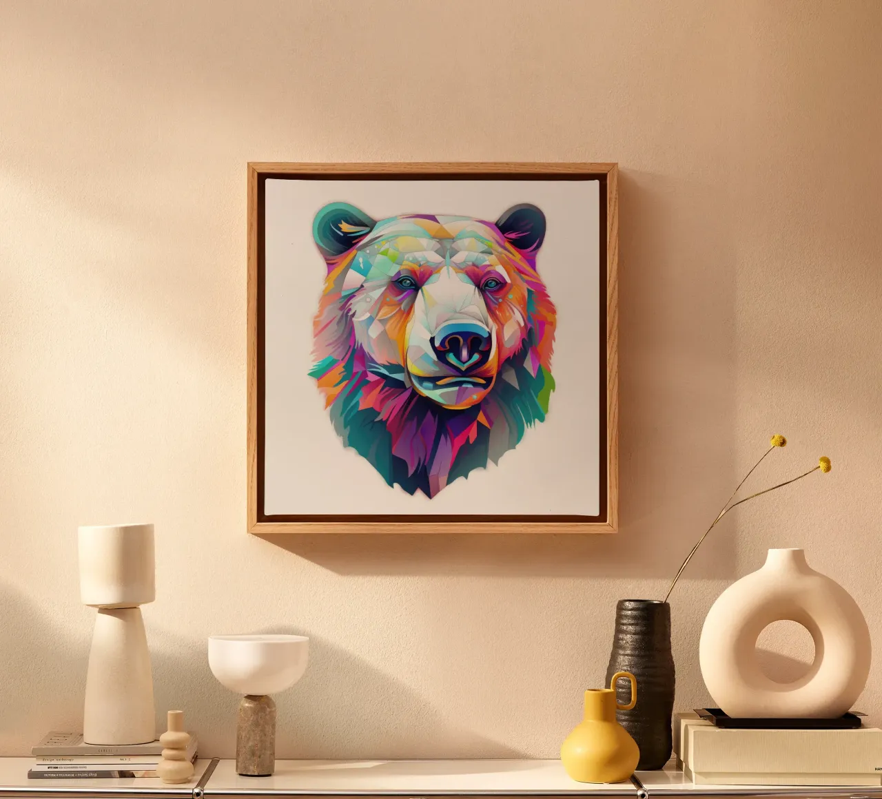 Orso polare tatoo tela con Cornice a cassetta da Animal Portraits