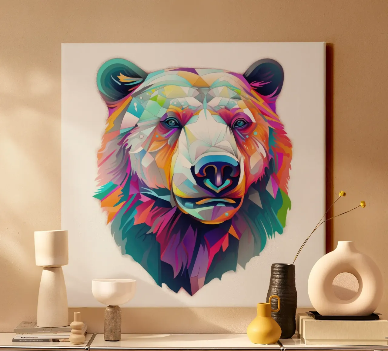 Orso polare tatoo tela con Cornice a cassetta da Animal Portraits
