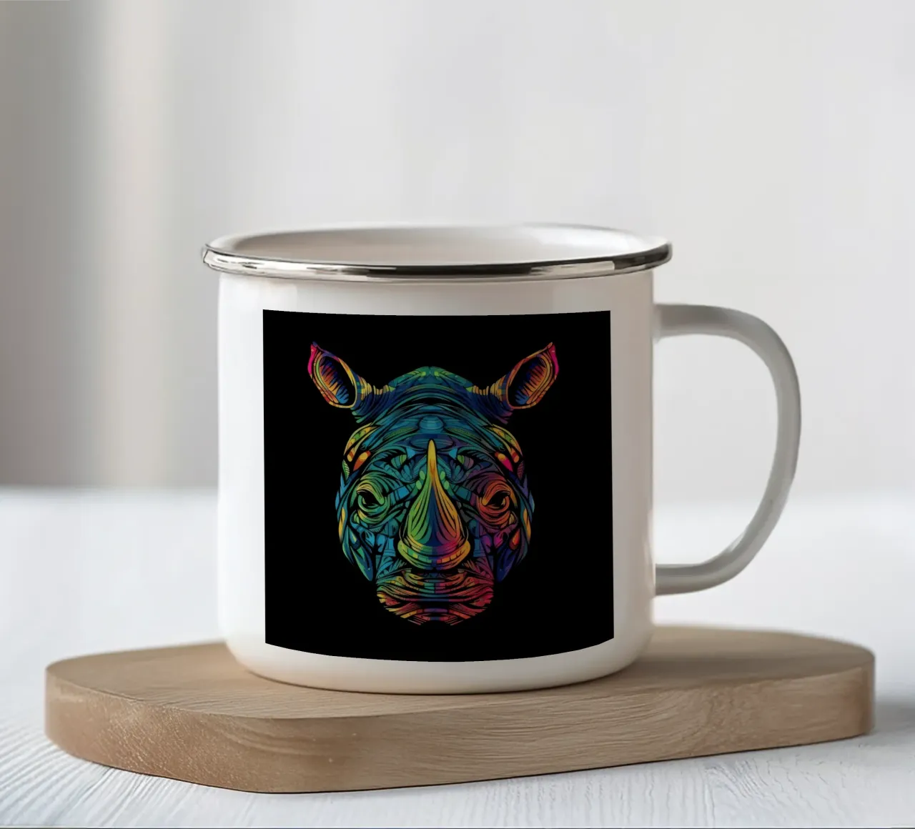 Rinoceronte Tatoo tazza in smalto da Animal Portraits