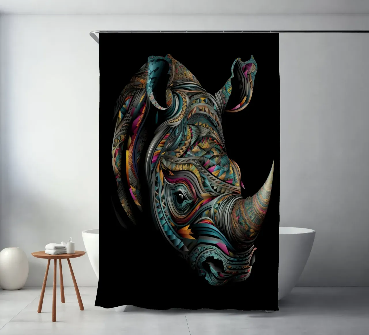 Tatoo Rhinocéros rideau de douche de Animal Portraits