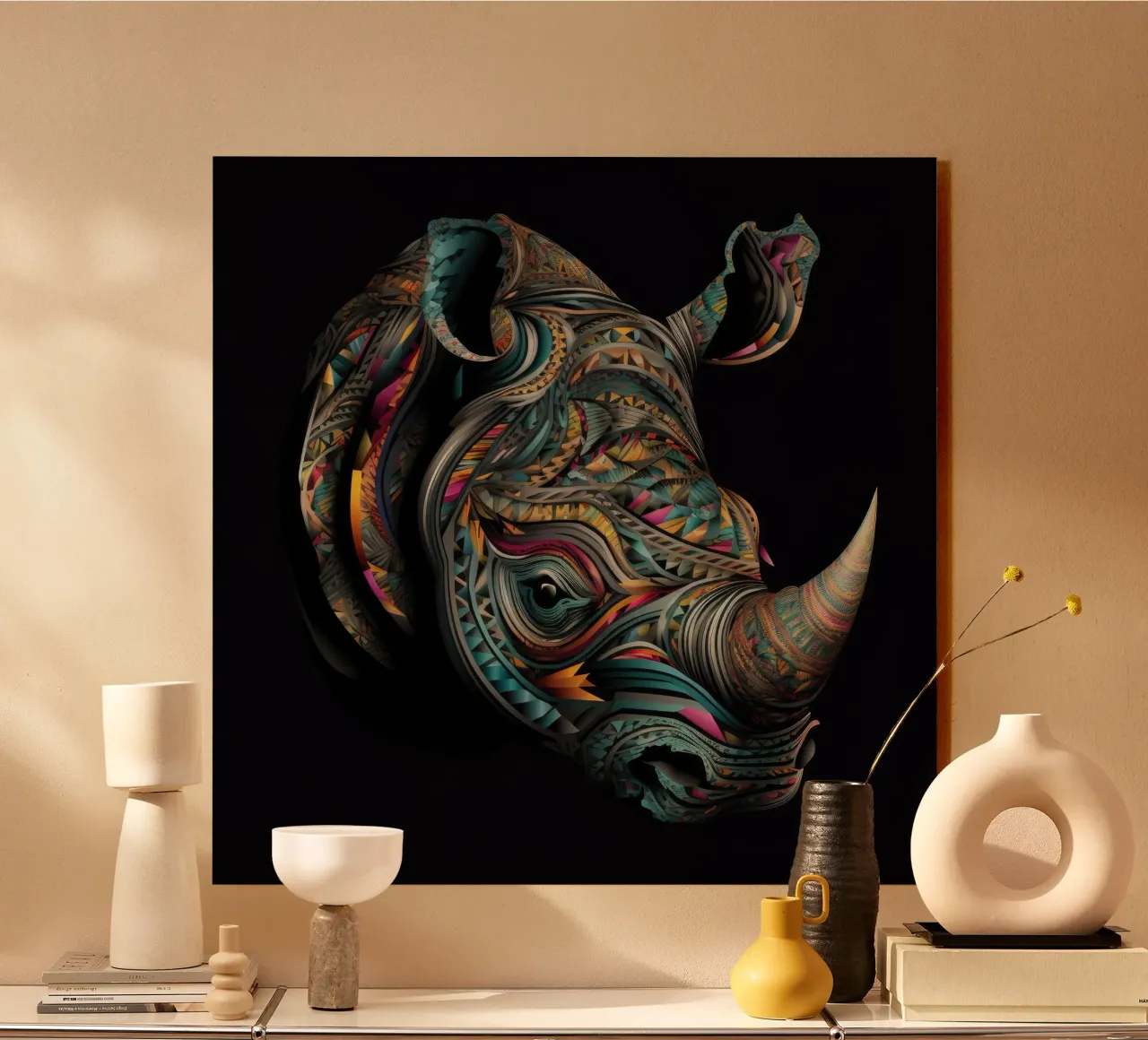 Rinoceronte Tatoo alluminio dibond da Animal Portraits