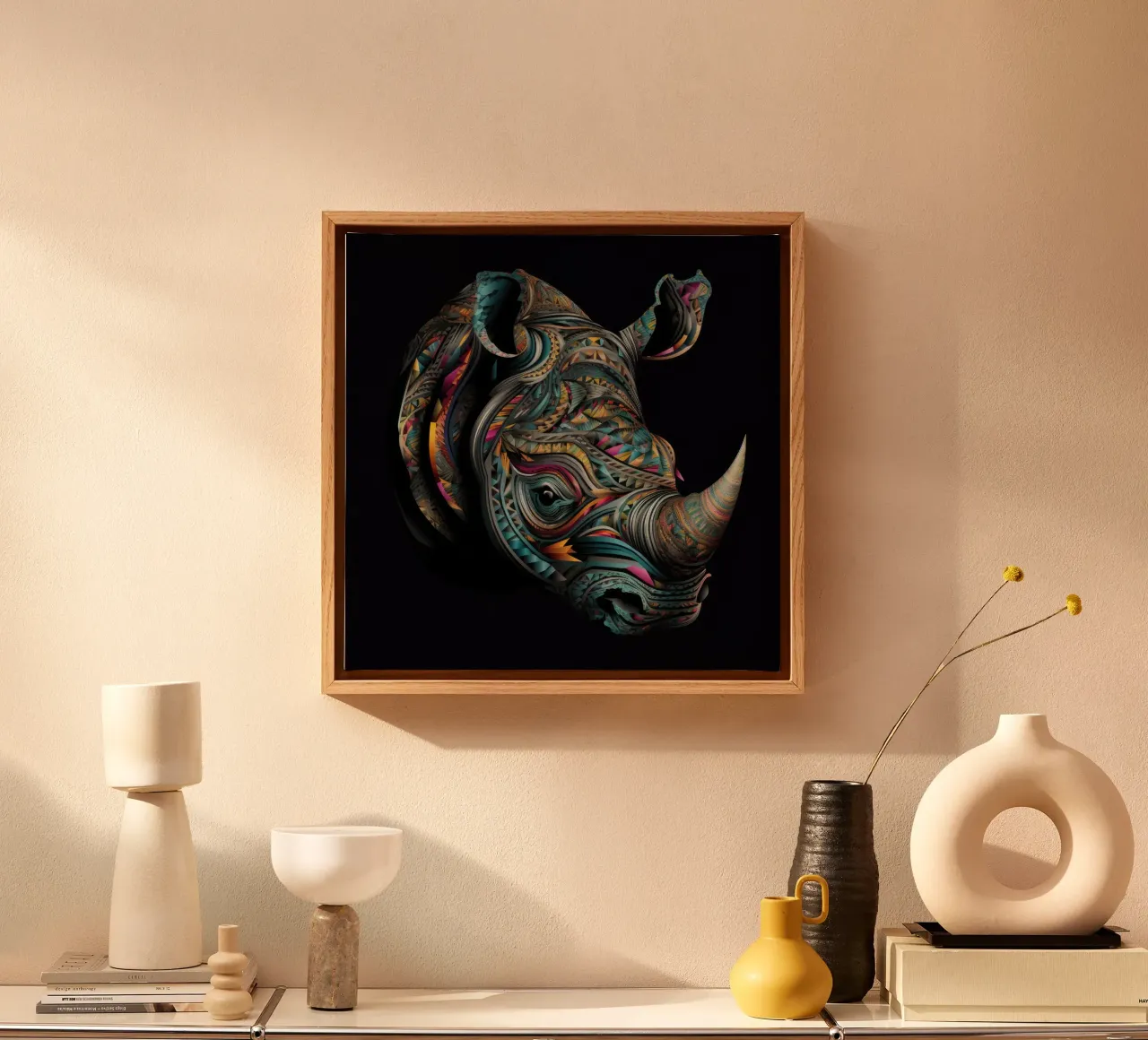 Rinoceronte Tatoo tela con Cornice a cassetta da Animal Portraits