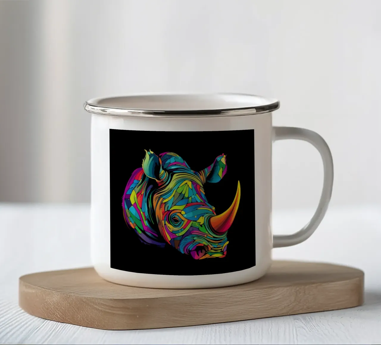 Rinoceronte Tatoo tazza in smalto da Animal Portraits
