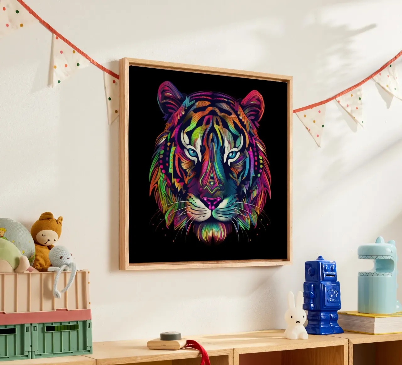 Tigre Tatoo tela con Cornice a cassetta da Animal Portraits