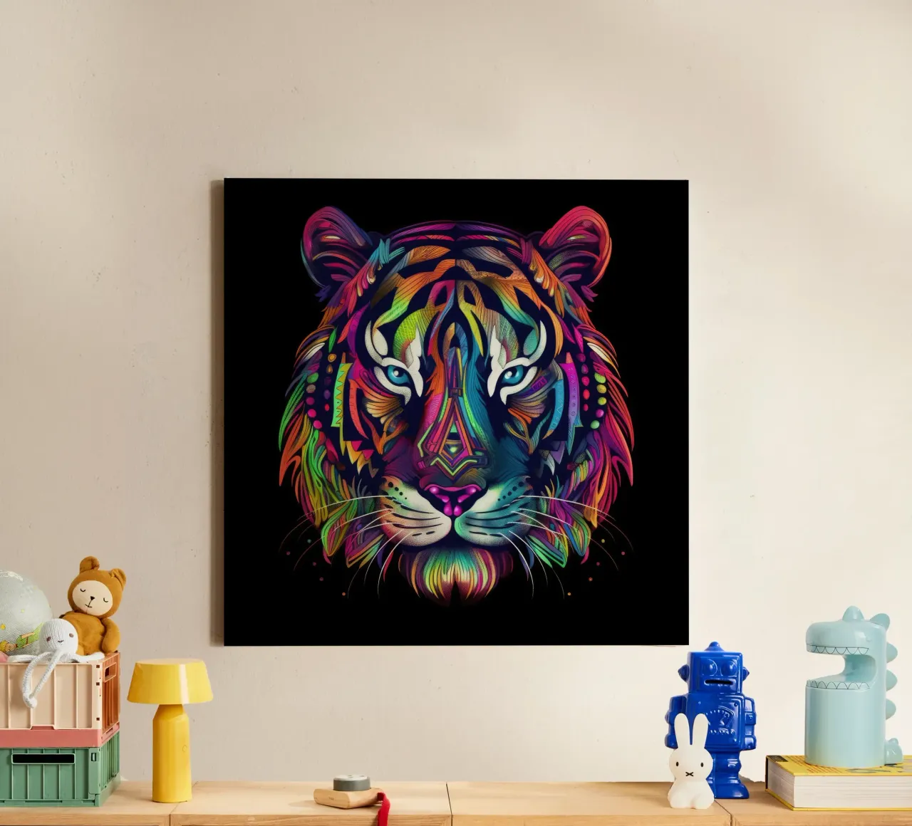 Tigre Tatoo tela con Cornice a cassetta da Animal Portraits