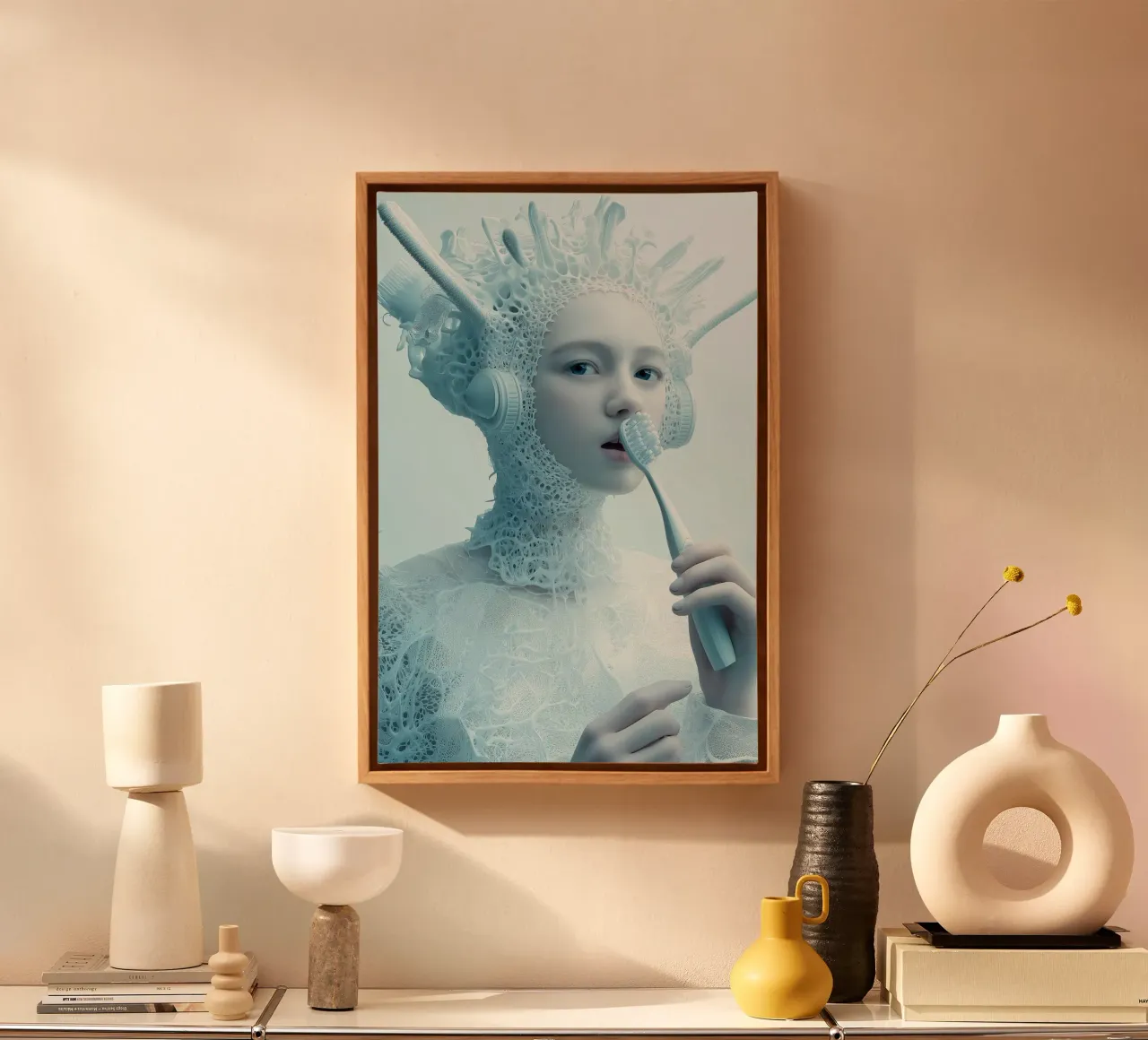 Tandartsritueel: Etherische Sci-Fi print canvas met Baklijst van Synthaira