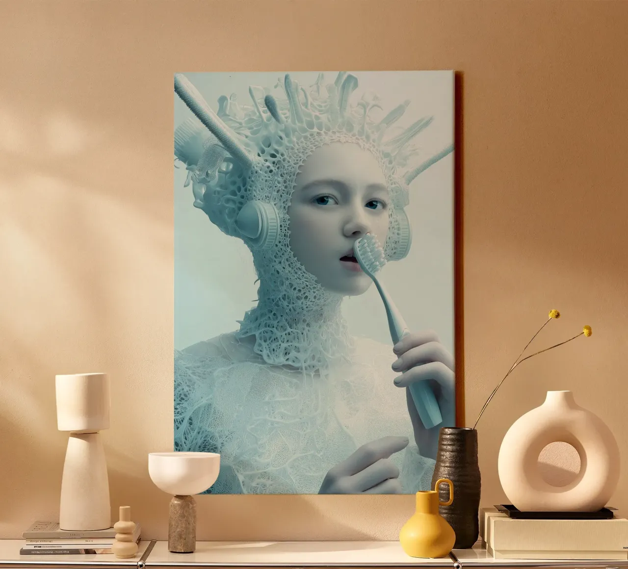 Tandartsritueel: Etherische Sci-Fi print canvas met Baklijst van Synthaira