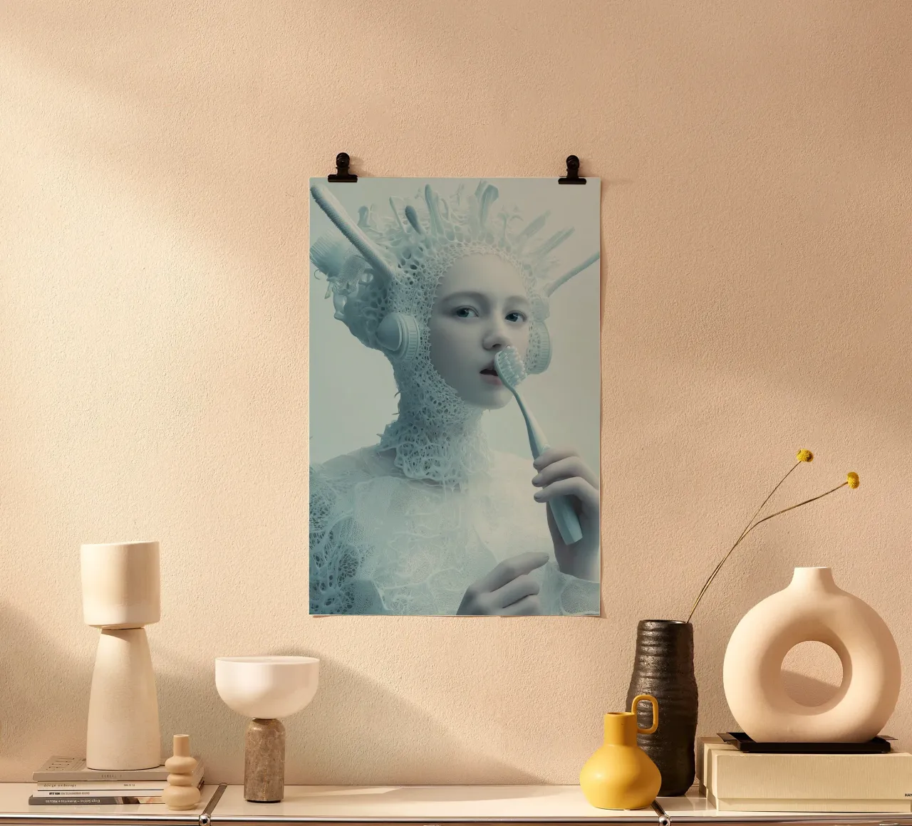 Dentist series - Future poster met houten frame van Synthaira