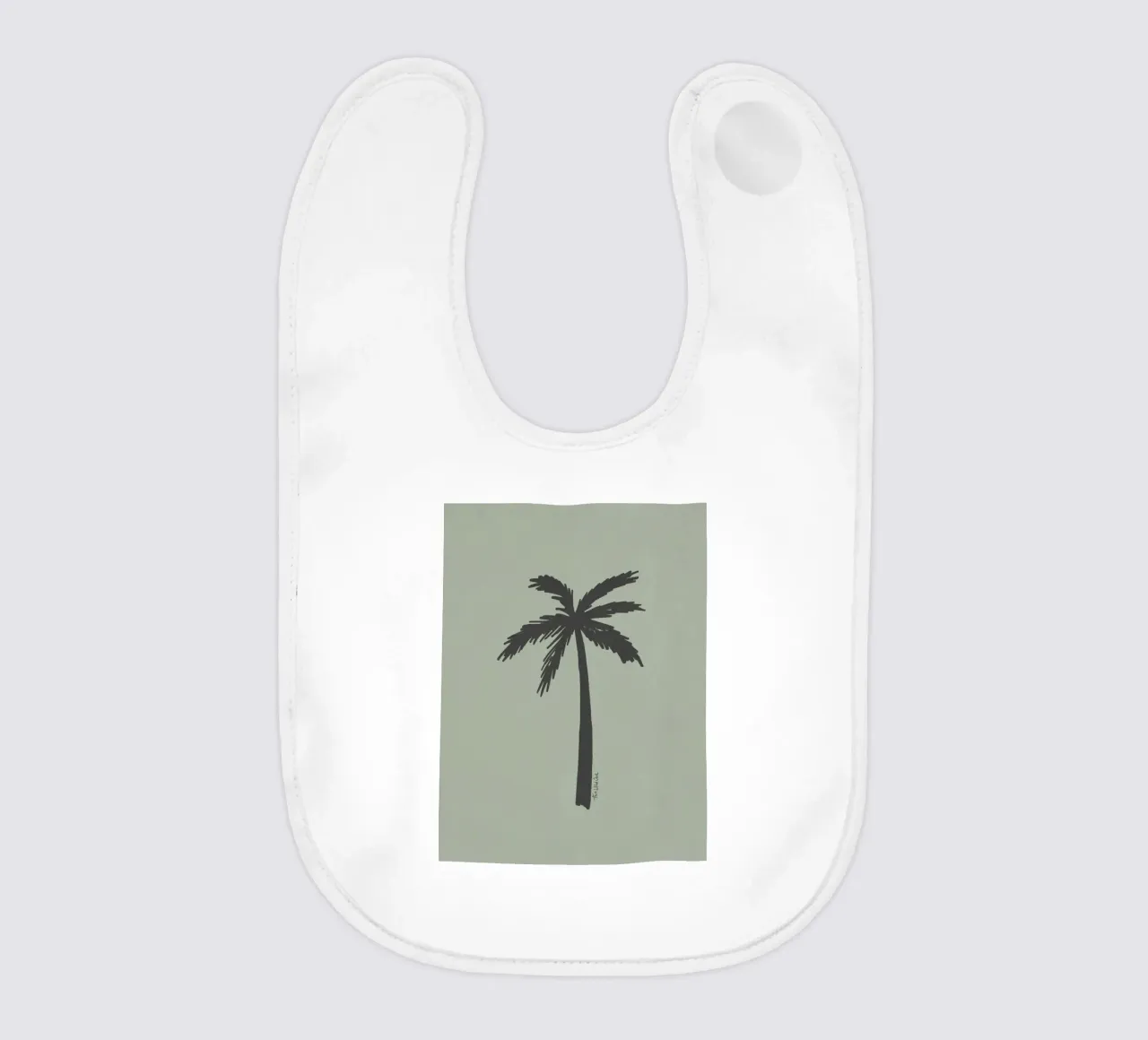 Sage and charcoal black boho organic abstract Palm Tree baby bib by This Wild Soul - Illustration