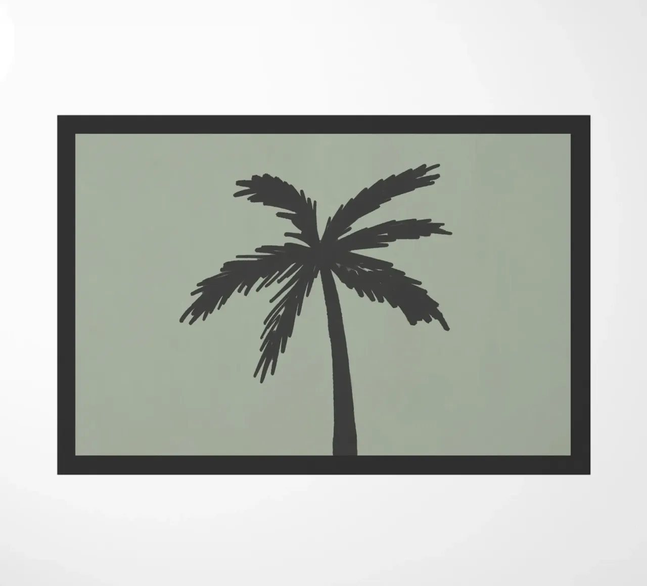 Sage and charcoal black boho organic abstract Palm Tree doormat by This Wild Soul - Illustration