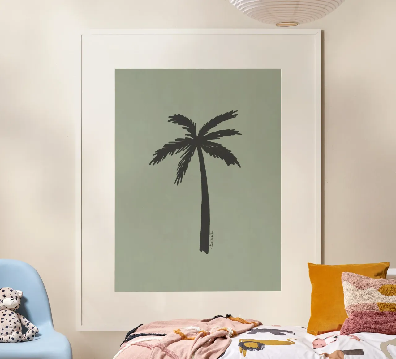 Sage and charcoal black boho organic abstract Palm Tree hahnemühle by This Wild Soul - Illustration