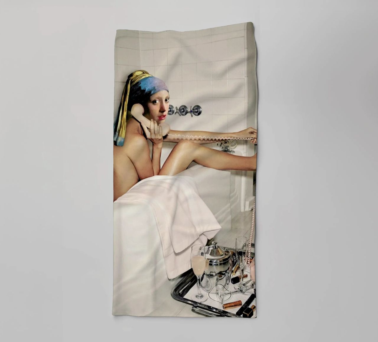 Girl with Pearl Earring Bath time asciugamano da bagno da Paste in Place