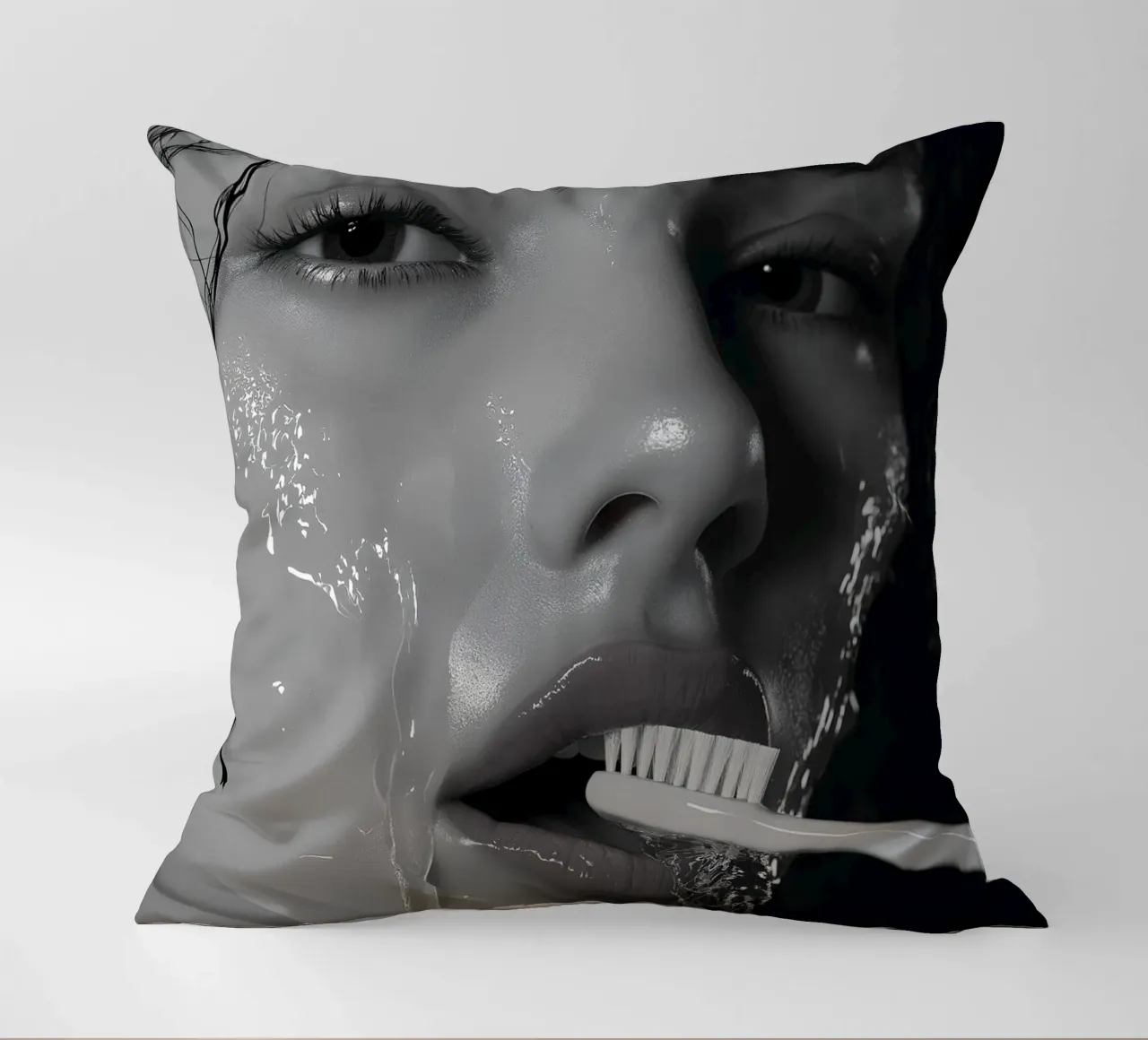 Dentist series -  Shower and the toothbrush decorative cushion by Synthaira