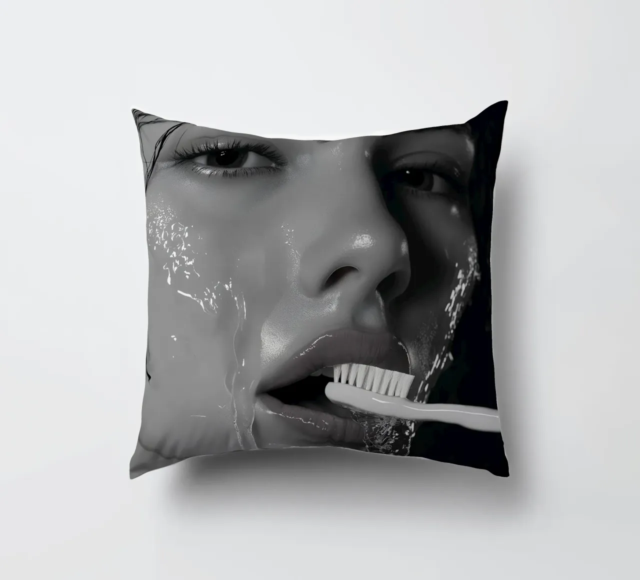 Dentist series -  Shower and the toothbrush decorative cushion by Synthaira
