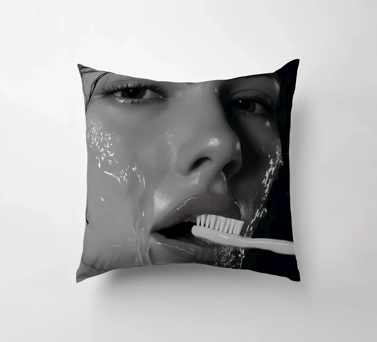 Dentist series -  Shower and the toothbrush decorative cushion by Synthaira