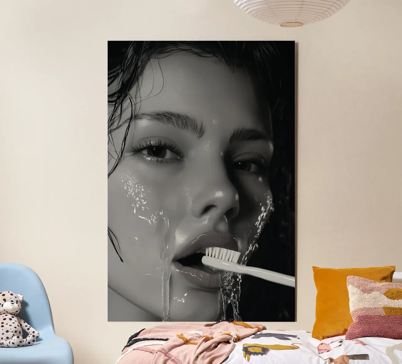 Dentist series -  Shower and the toothbrush alu-dibond by Synthaira