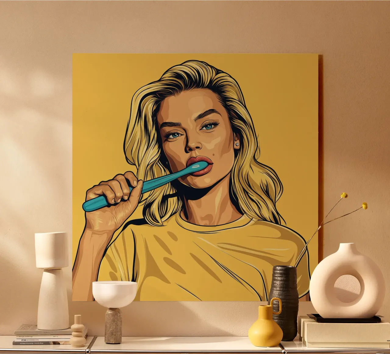 Blue toothbrush Alu-Dibond von Synthaira