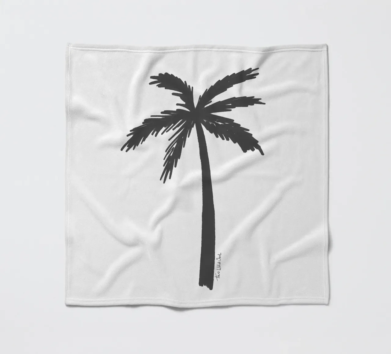 Black organic abstract minimalist island vibes palm tree fleece blanket by This Wild Soul - Illustration