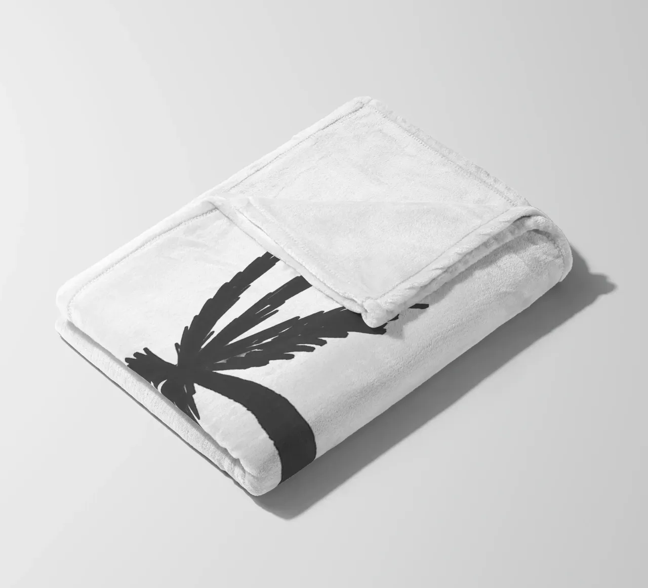 Black organic abstract minimalist island vibes palm tree fleece blanket by This Wild Soul - Illustration
