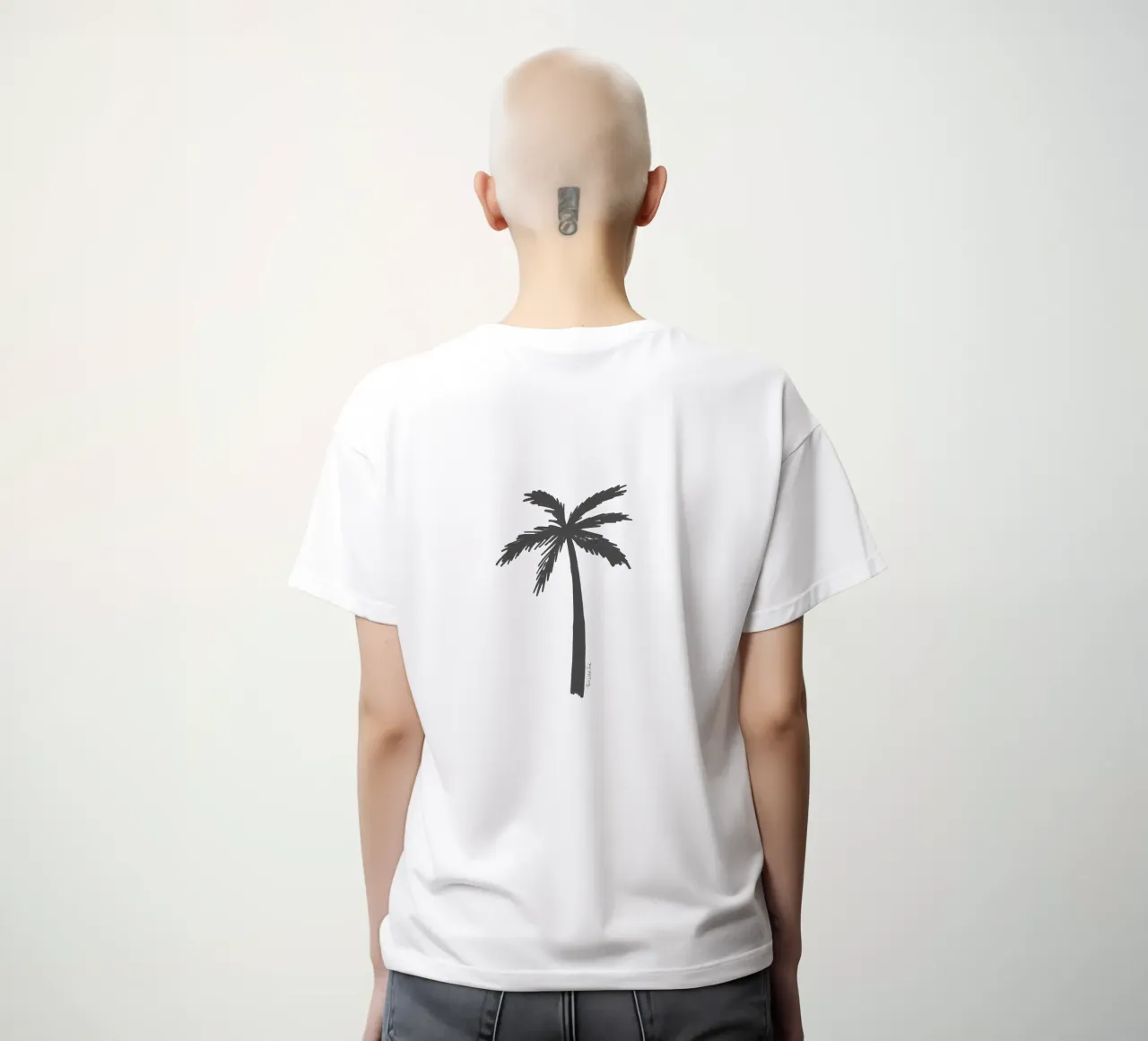 Black organic abstract minimalist island vibes palm tree women's fitted t-shirt by This Wild Soul - Illustration