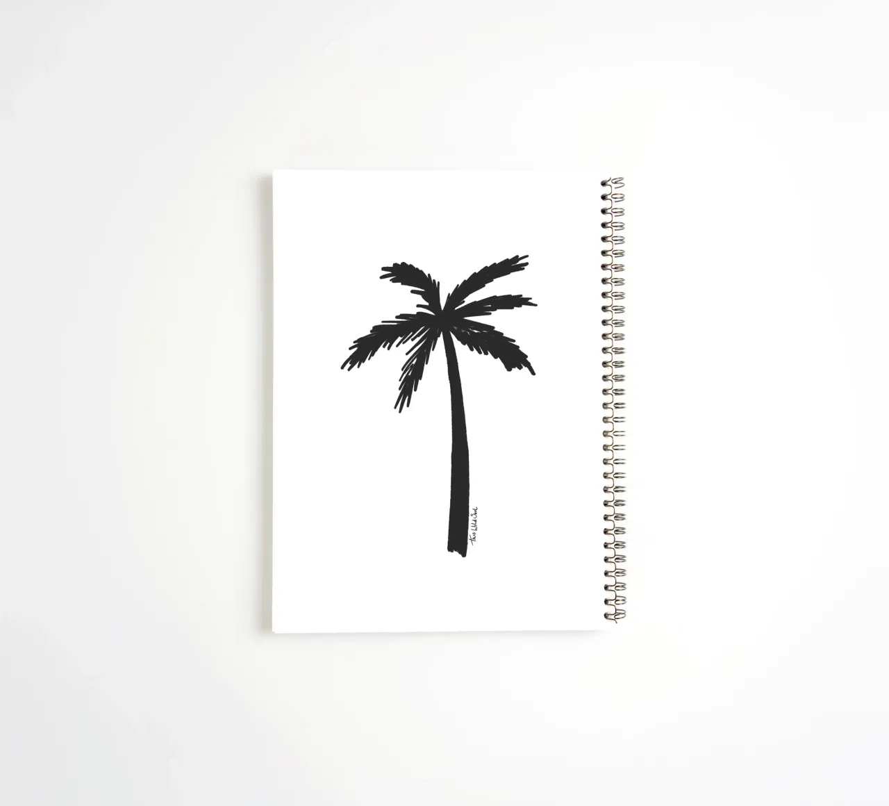 Black organic abstract minimalist island vibes palm tree spiral notebook by This Wild Soul - Illustration