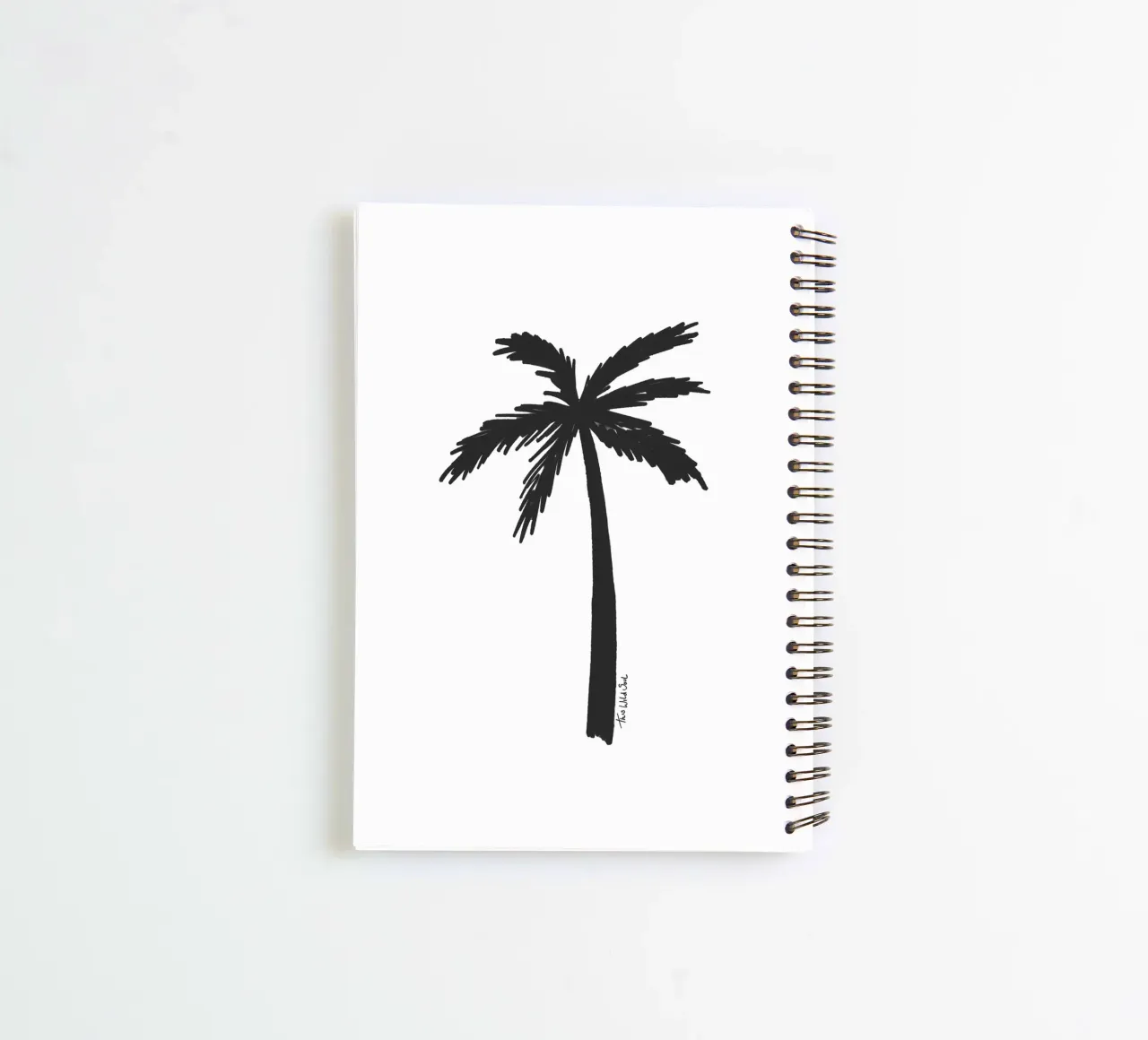 Black organic abstract minimalist island vibes palm tree spiral notebook by This Wild Soul - Illustration