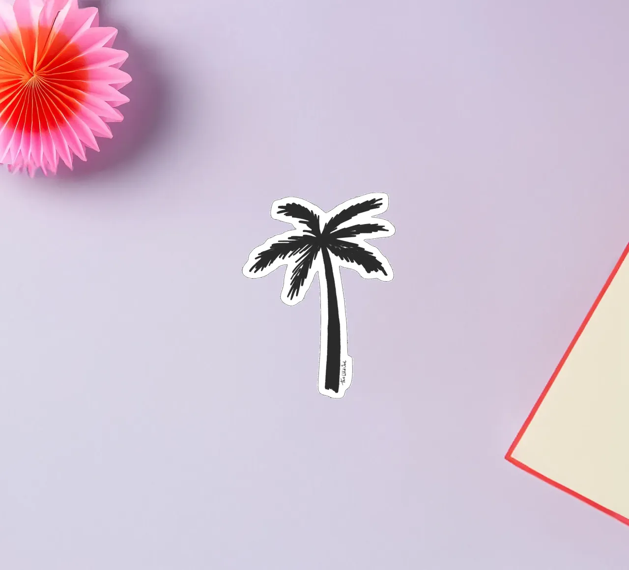 Black organic abstract minimalist island vibes palm tree sticker by This Wild Soul - Illustration