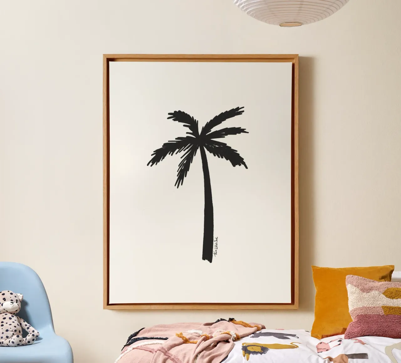 Black organic abstract minimalist island vibes palm tree canvas by This Wild Soul - Illustration