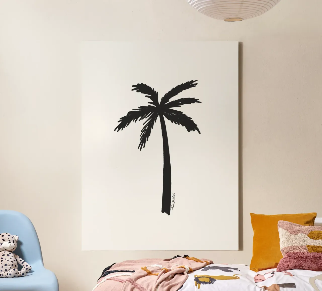Black organic abstract minimalist island vibes palm tree canvas by This Wild Soul - Illustration
