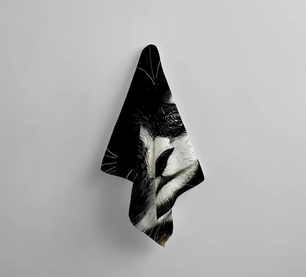 Kitty animal art towel by Justyna Jaszke JBJart