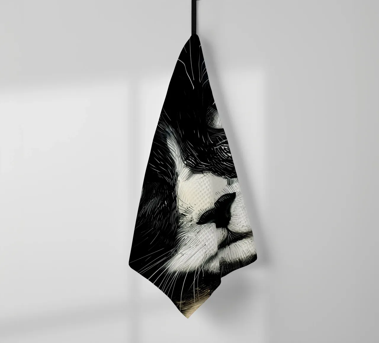 Kitty animal art tea towel by Justyna Jaszke JBJart