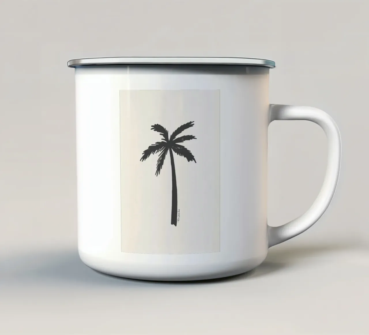 Palmier minimaliste abstrait organique crème et noir mug en émail de This Wild Soul - Illustration
