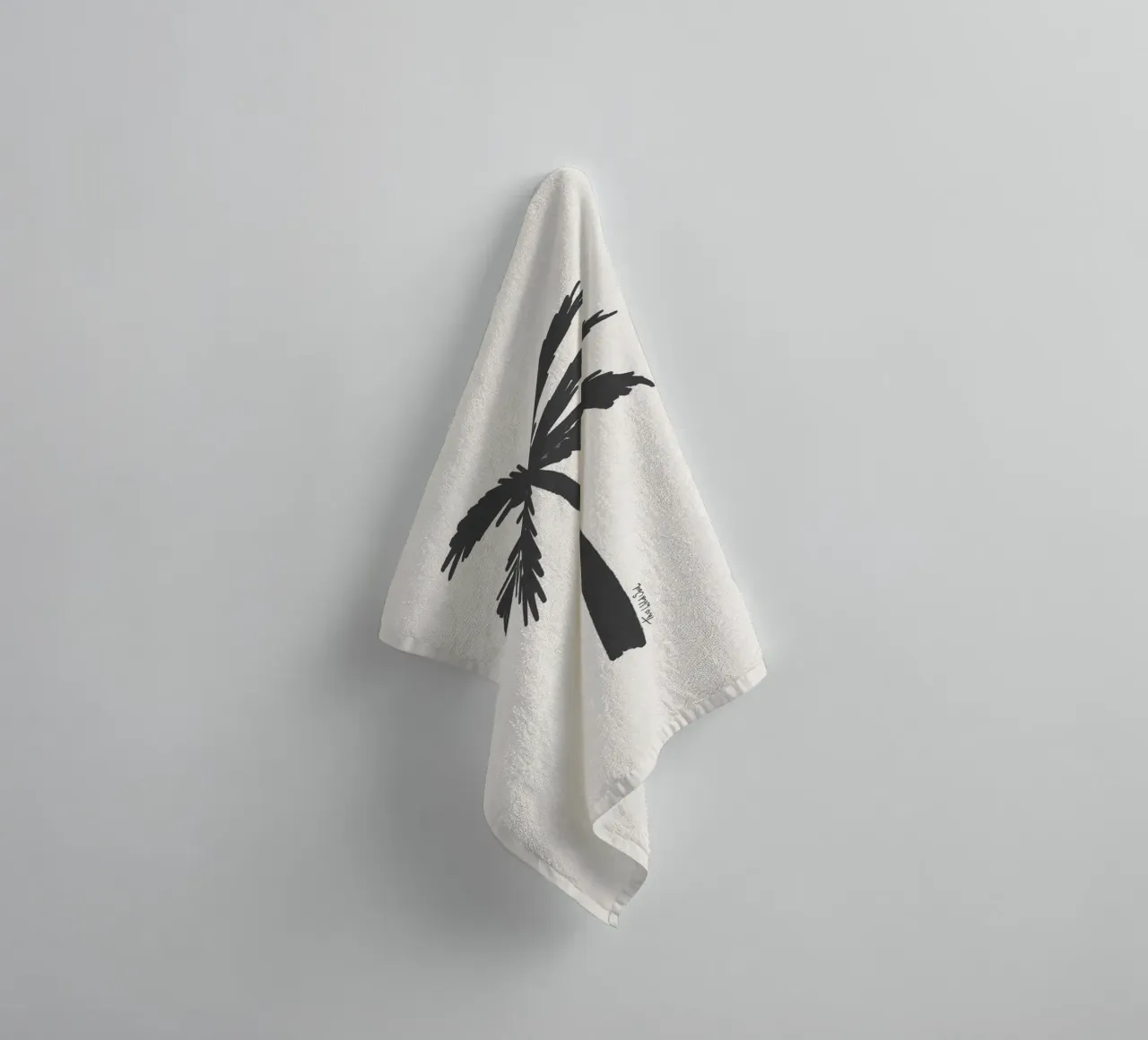 Cream & black organic abstract minimalist palm tree towel by This Wild Soul - Illustration