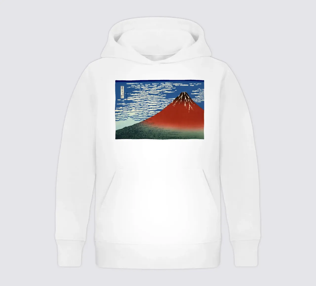 Hokusai - Fuji rosso felpa bambino con cappuccio da William Store