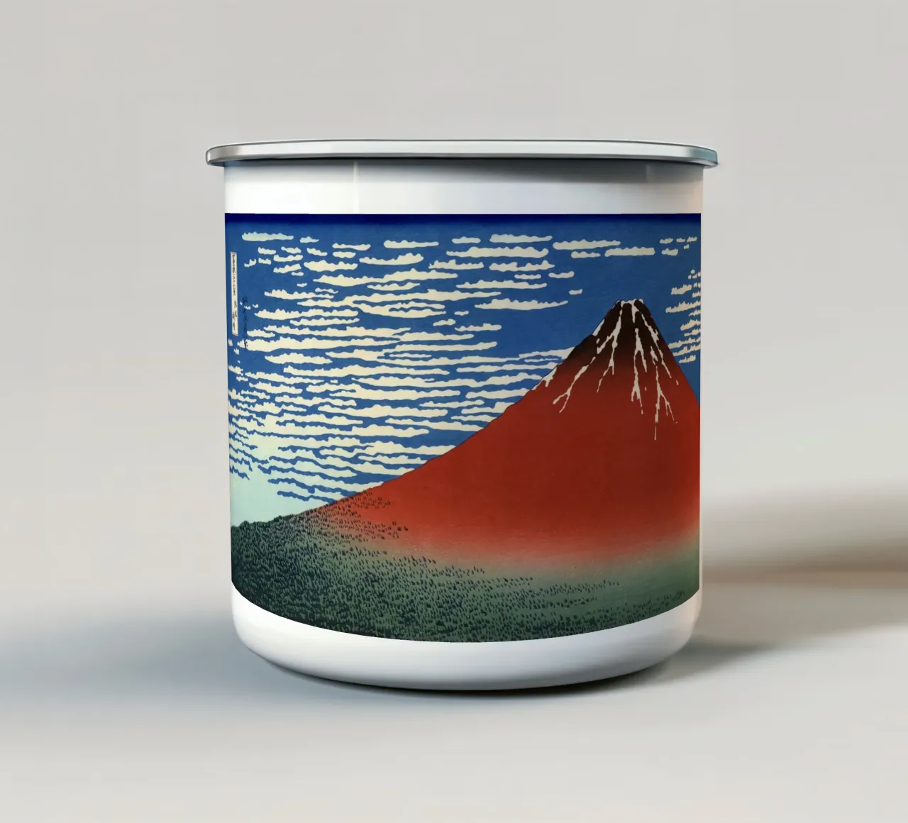 Hokusai - Fuji rosso tazza in smalto da William Store