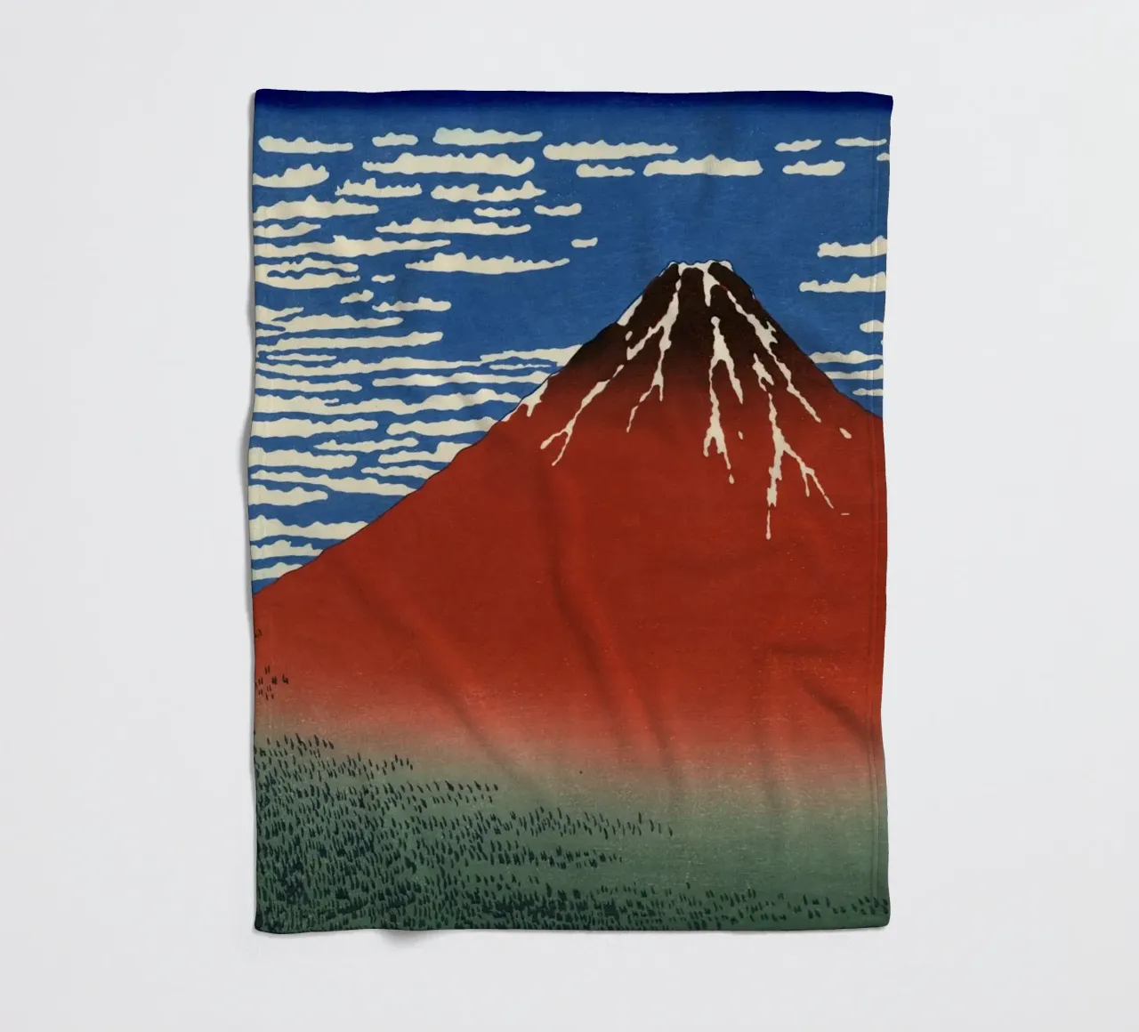 Hokusai - Fuji rosso coperta in pile da William Store