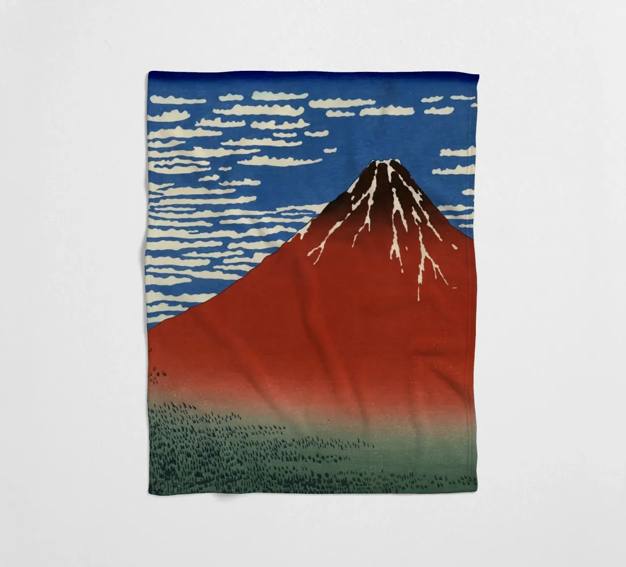 Hokusai - Fuji rosso coperta in pile da William Store