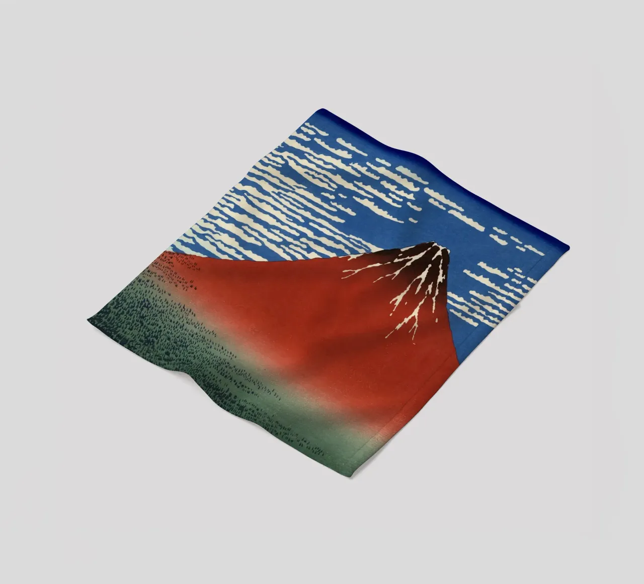 Hokusai - Fuji rosso coperta in pile da William Store